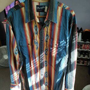 Vintage Aztec Wrangler Cowboy Pearl Snap Shirt